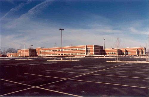 middle school exterior and parking lot 